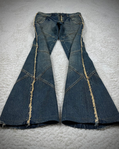 Tornado Mart Fringed Patchwork Flared Jeans