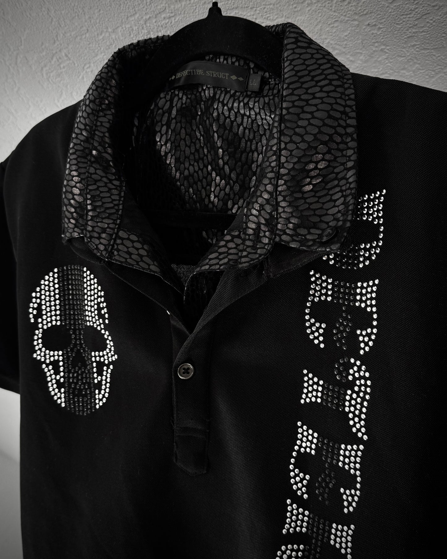 Defectibe Python Shimmer Rhinestone Polo Shirt