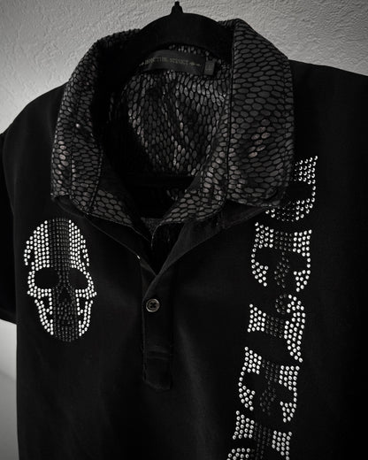 Defectibe Python Shimmer Rhinestone Polo Shirt