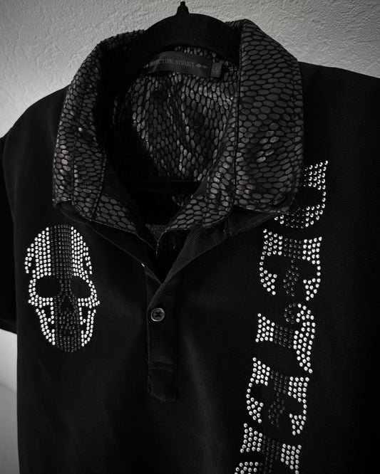 Defectibe Python Shimmer Rhinestone Polo Shirt