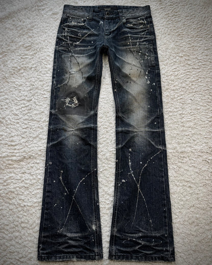 Lagust Silver Splatter Python Repaired Bootcut Denim