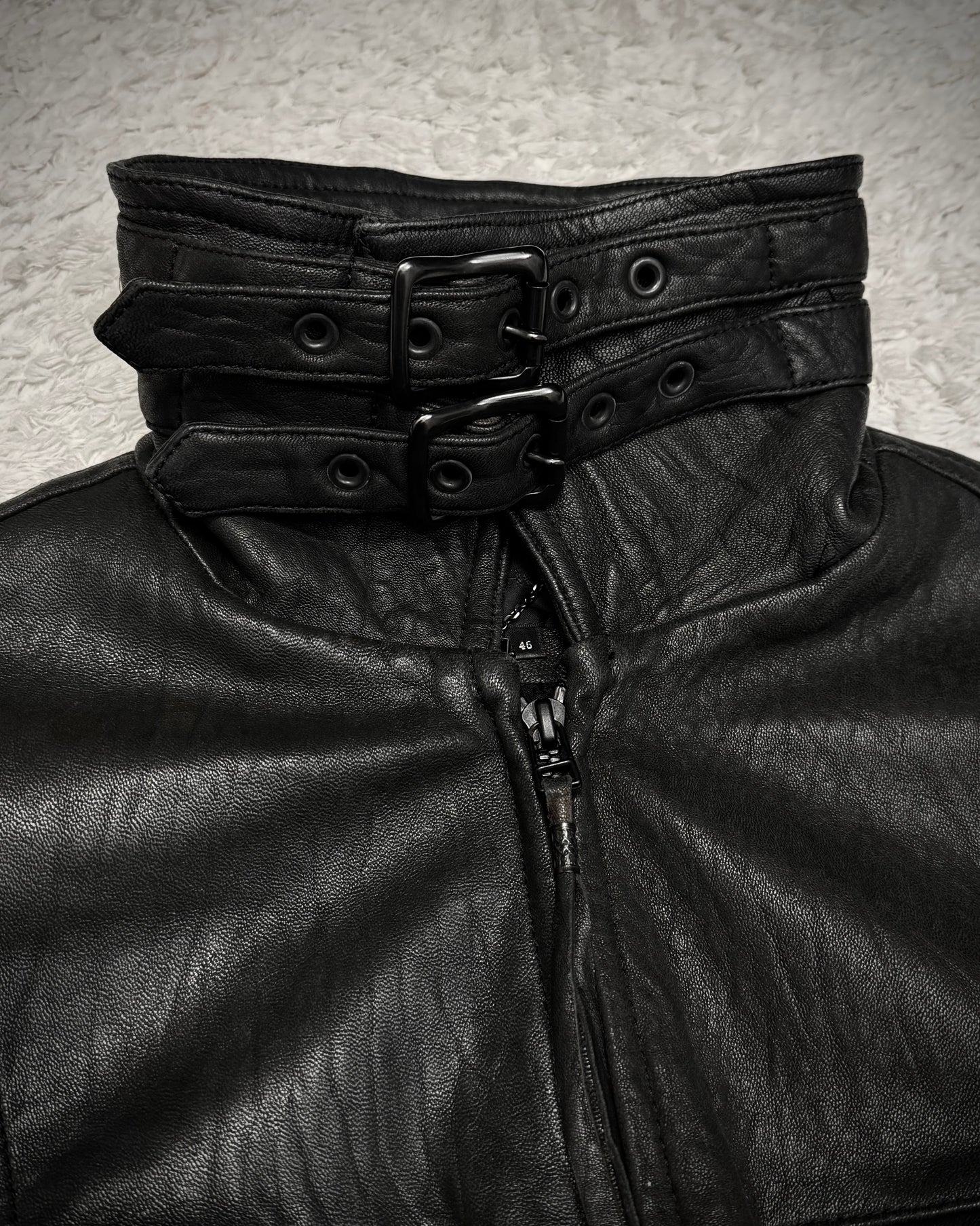 Schorl Textured Leather Tassel Jacket