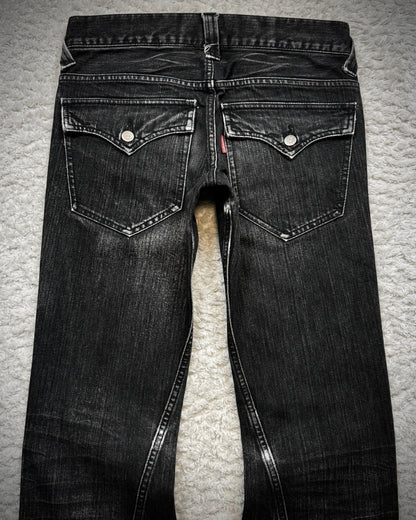 Tornado Mart Clawmarks Washed Spiral Flared Jeans