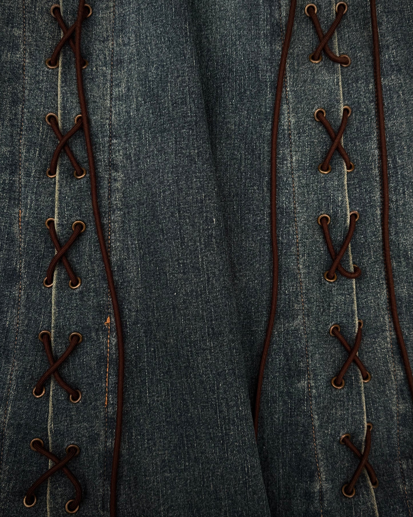 Tornado Mart Mud Washed Dynamic Cut Lace Up Flared Jeans
