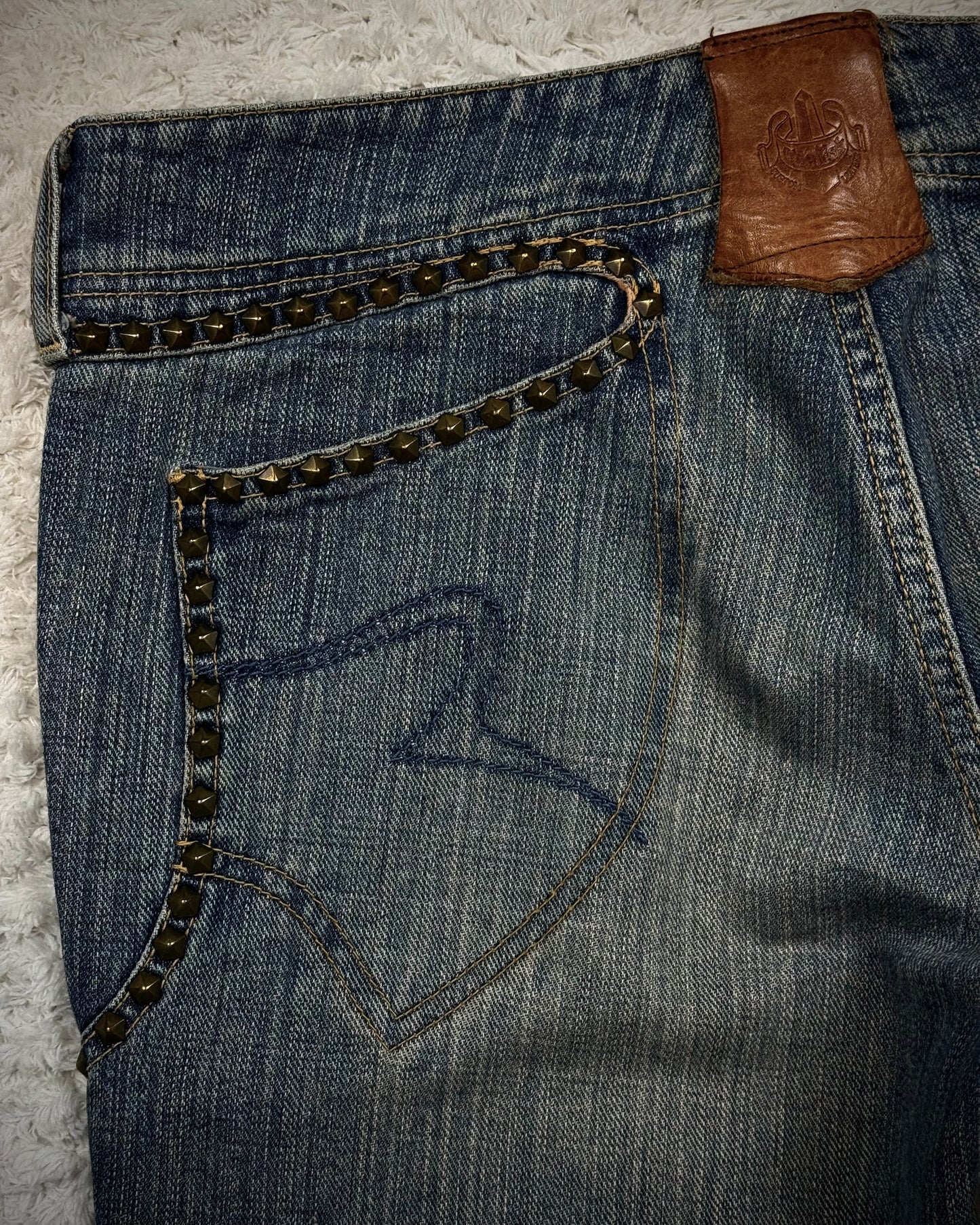 Obelisk Star Studded Vintage Flared Jeans