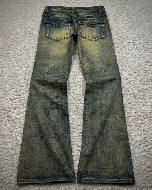 Agate Honeycomb Mud Washed Flared Jeans