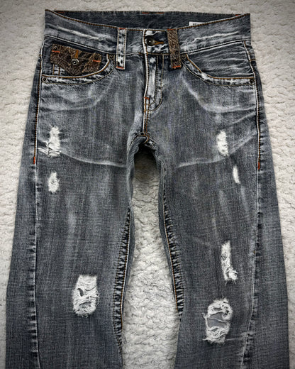 Semantic Design Python Flaps Spiral Flared Jeans