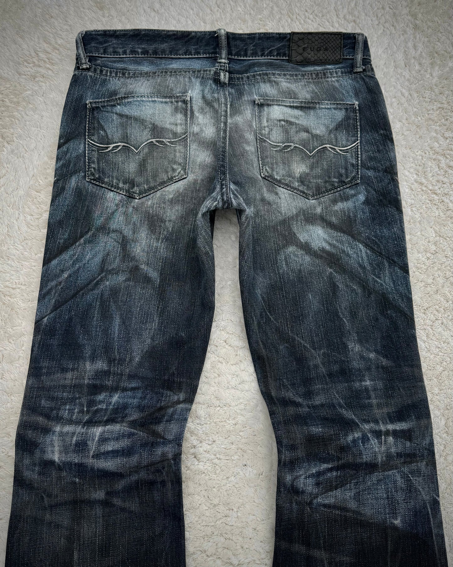 Fuga Claw Marks Washed Snakeskin Flared Jeans
