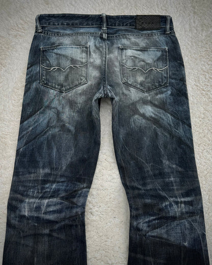 Fuga Claw Marks Washed Snakeskin Flared Jeans