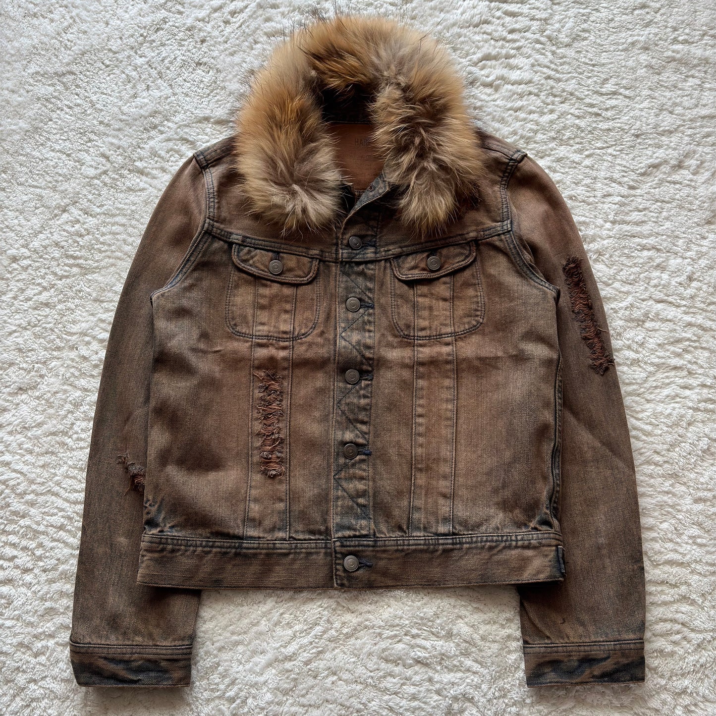 Hare Mud Wash Fur Denim Jacket