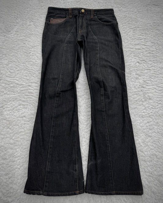 Obelisk Leather Detailed Bootcut Denim