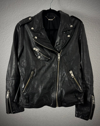 D&J Collection Leather Biker Jacket