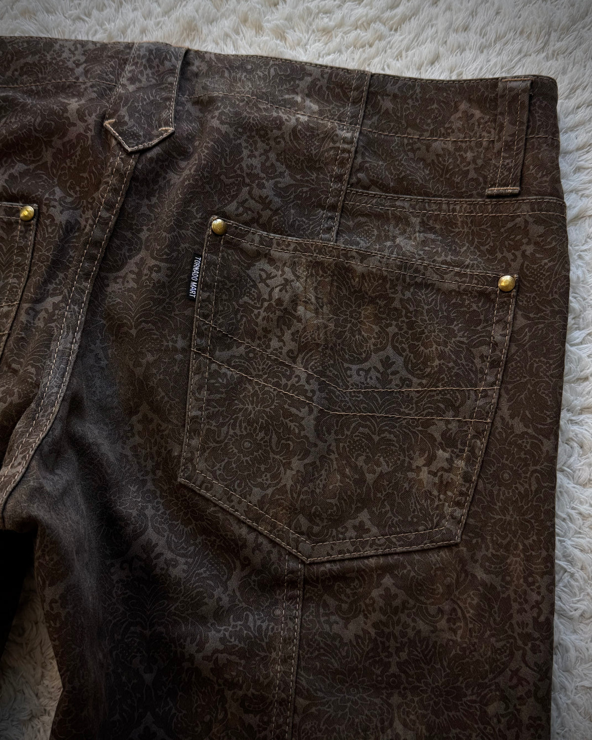 Tornado Mart Vintage Floral Lace Up Flared Pants