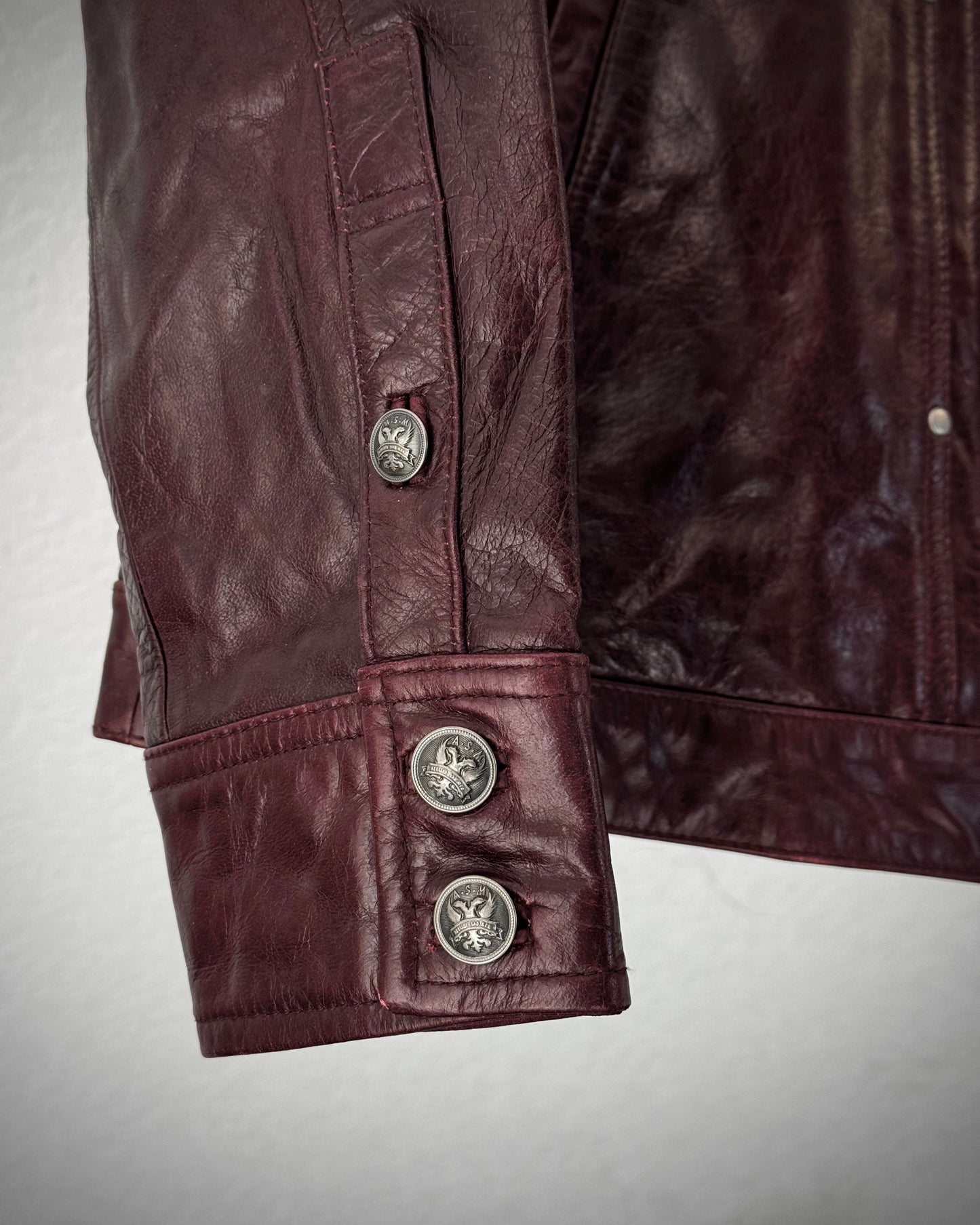 A.S.M. Chunky Fur Wine Dyed Leather Jacket