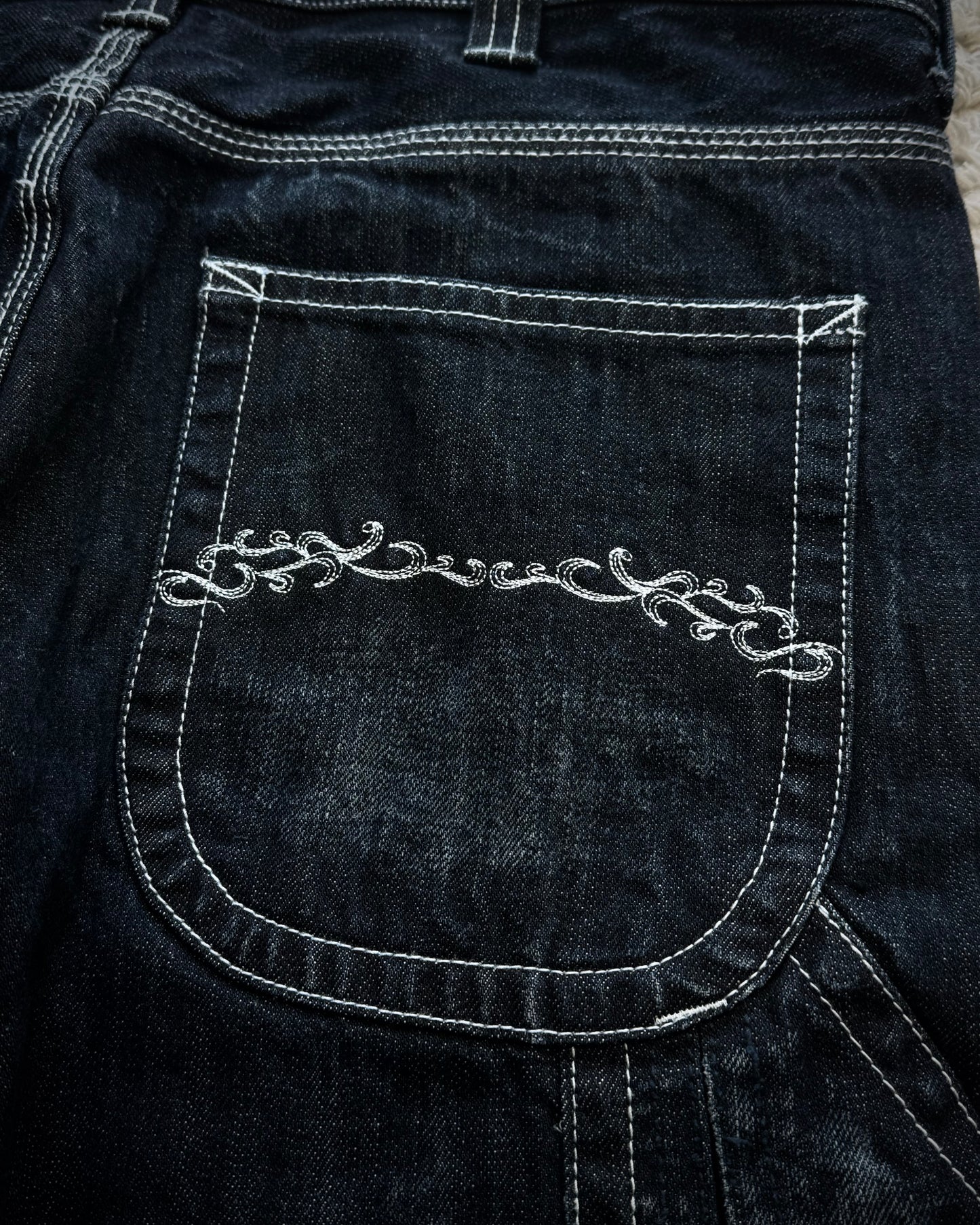 Midas Whisker Washed Tribal Stitched Flared Jeans