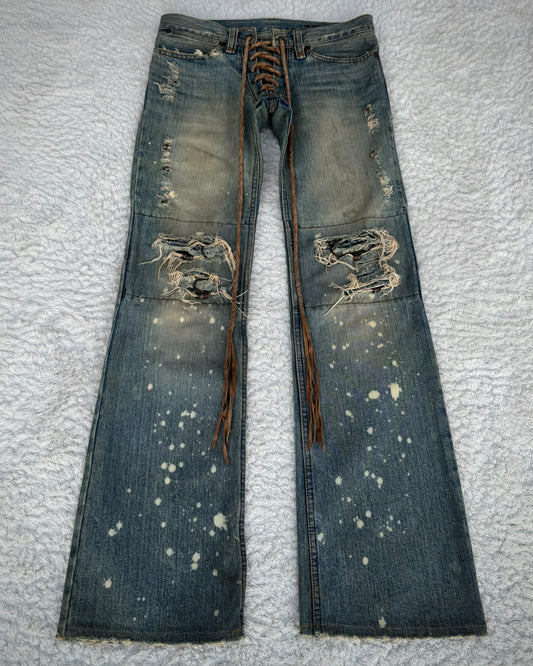 IfSixWasNine Mud Max Pierced Lace Up Bootcut Jeans