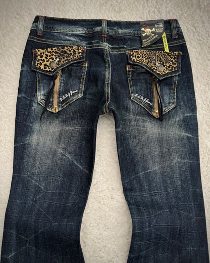 B.C.B.G. Leopard Detailed Vintage Flared Jeans