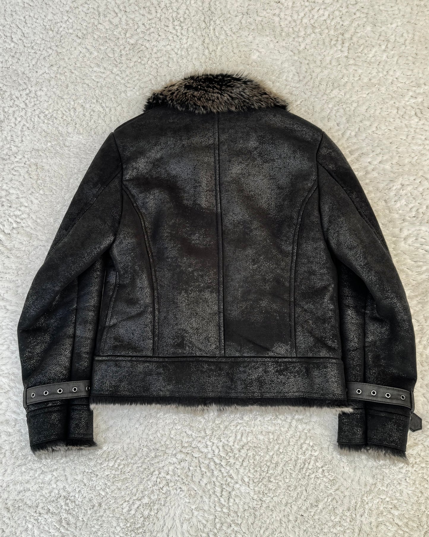 Difference Rupert Cracked Wax Fur Jacket