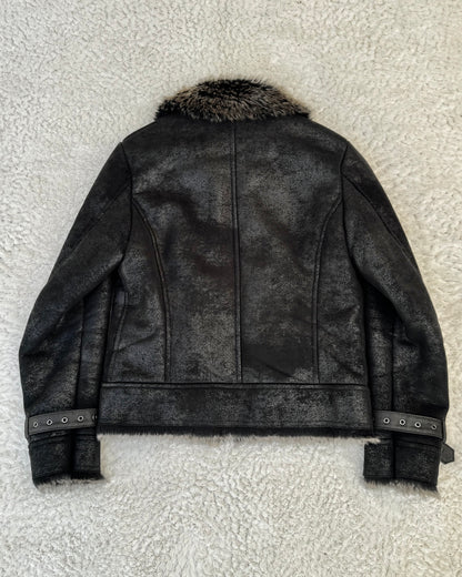 Difference Rupert Cracked Wax Fur Jacket