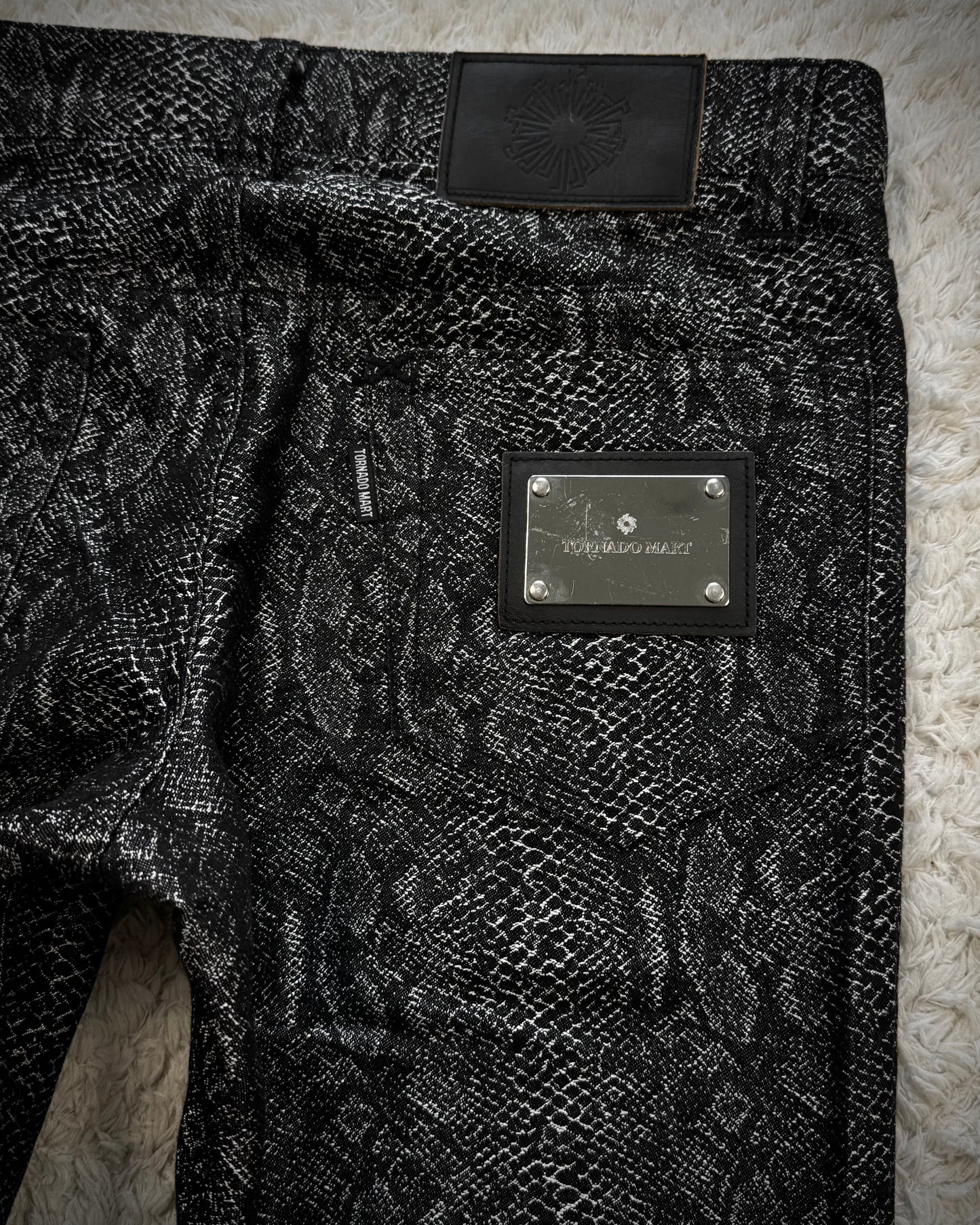 Tornado Mart Woven Python Slim Bootcut Pants