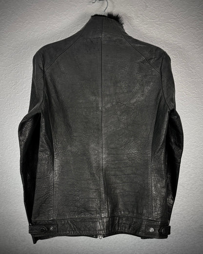 Tornado Mart Crocodile Textured Leather Fur Jacket