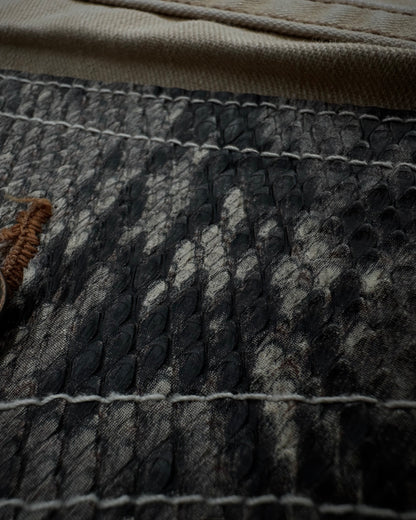 Semantic Design Sand Washed Python Detailed Flared Jeans