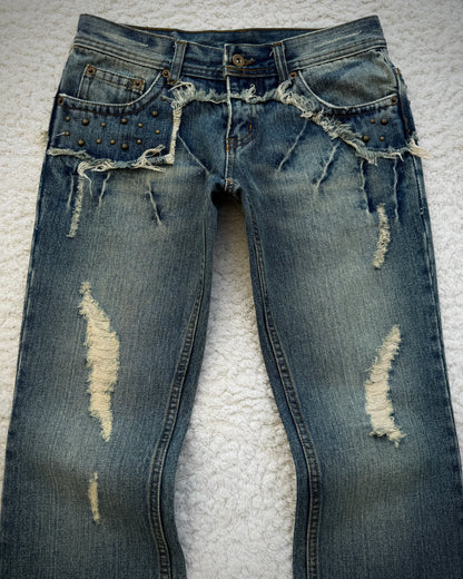 G-Land Edge Studded Distressed Bootcut Jeans