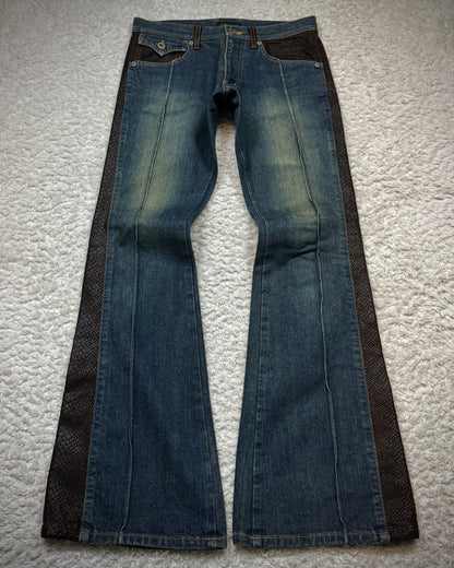Morgan Homme Python Shimmer Mud Washed Flared Jeans