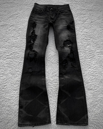 Fuga Croco Repaired Distressed Bootcut Jeans