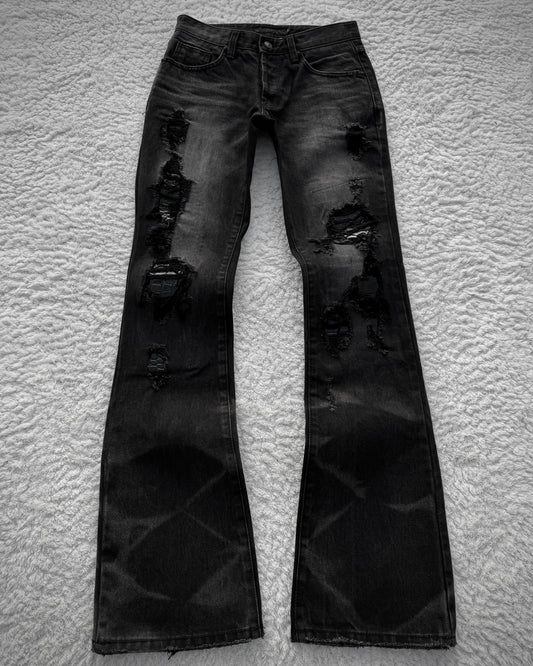 Fuga Croco Repaired Distressed Bootcut Jeans