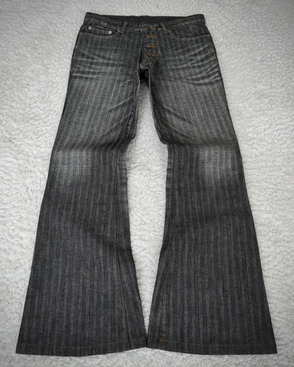 Tornado Mart Pin Striped Whisker Washed Flared Pants