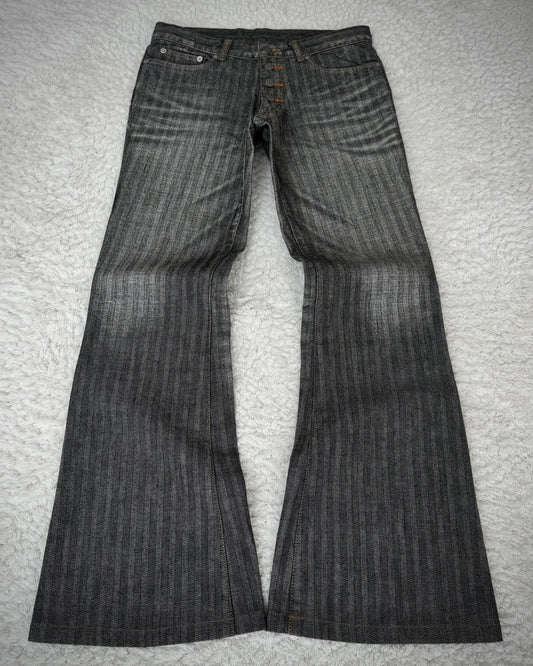 Tornado Mart Pin Striped Whisker Washed Flared Pants