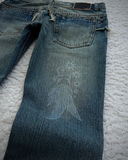 G-Land Edge Studded Distressed Bootcut Jeans