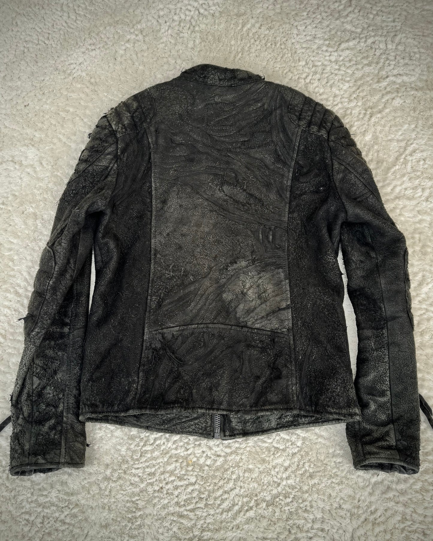 Tigha Blistered Sheepskin Leather Jacket