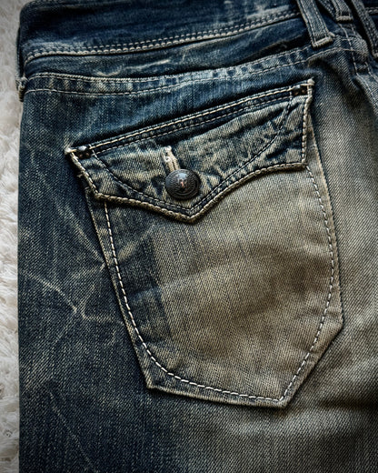 Murder License Mud Whiskered Honeycomb Washed Flared Jeans