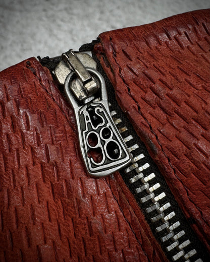 A.S.98 Layered Crimson Textured Leather Boots