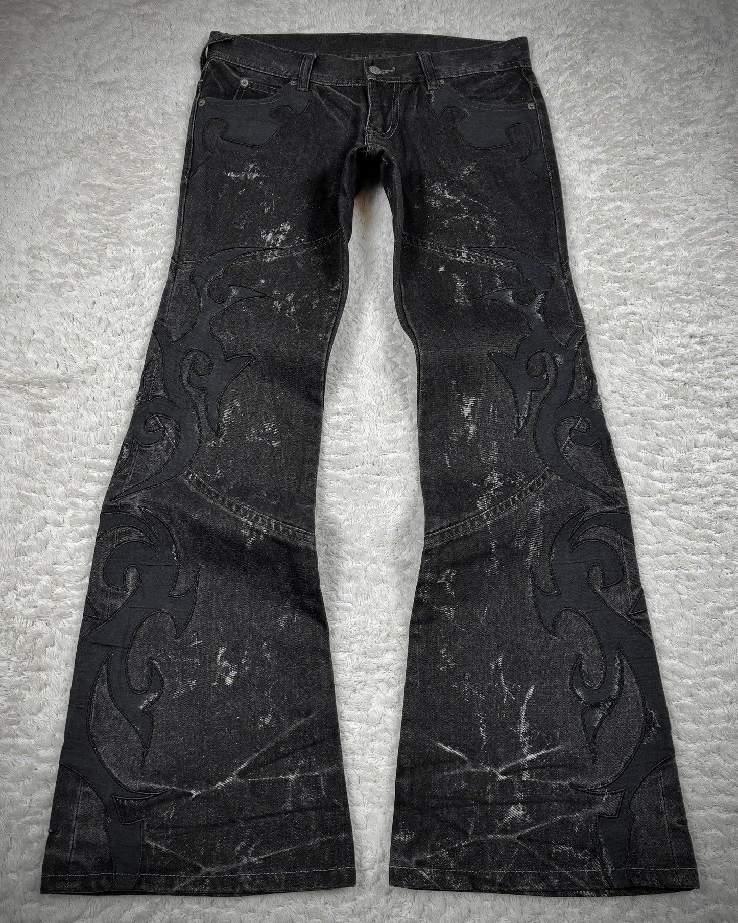 Tornado Mart Tribal Patched Flared Jeans