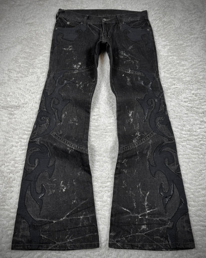 Tornado Mart Tribal Patched Flared Jeans
