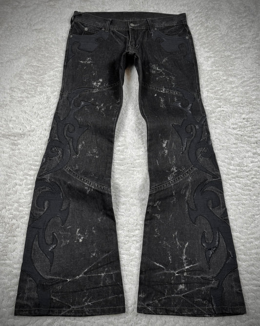 Tornado Mart Tribal Patched Flared Jeans