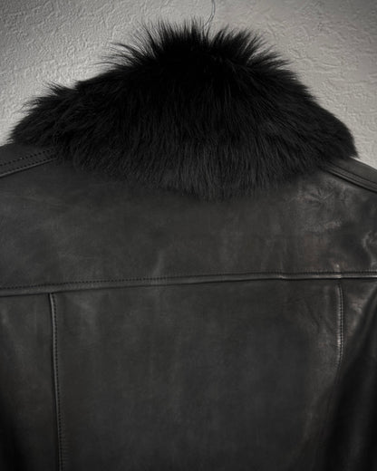GalaabenD Ram Fur Collar Leather Jacket
