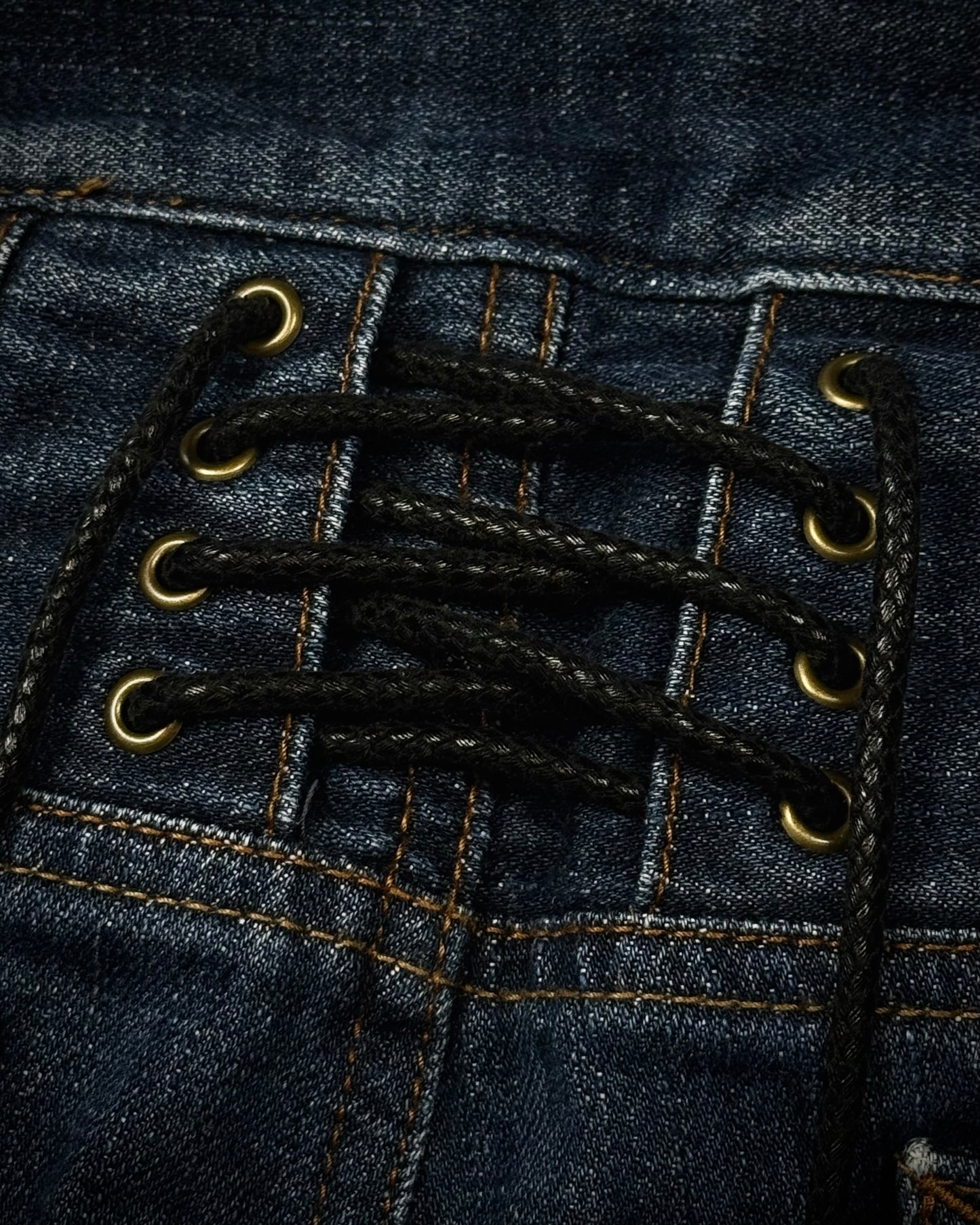 Tornado Mart Whisker Coated Backlace Flared Jeans