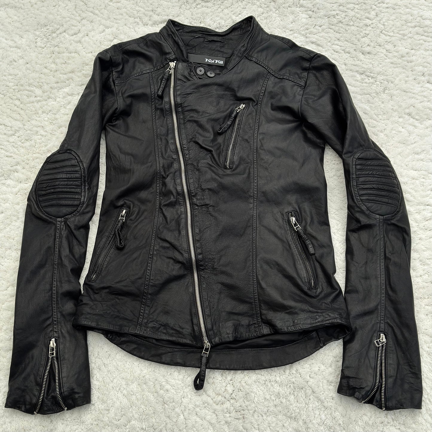 KMRii Pearl Studded Leather Biker Jacket