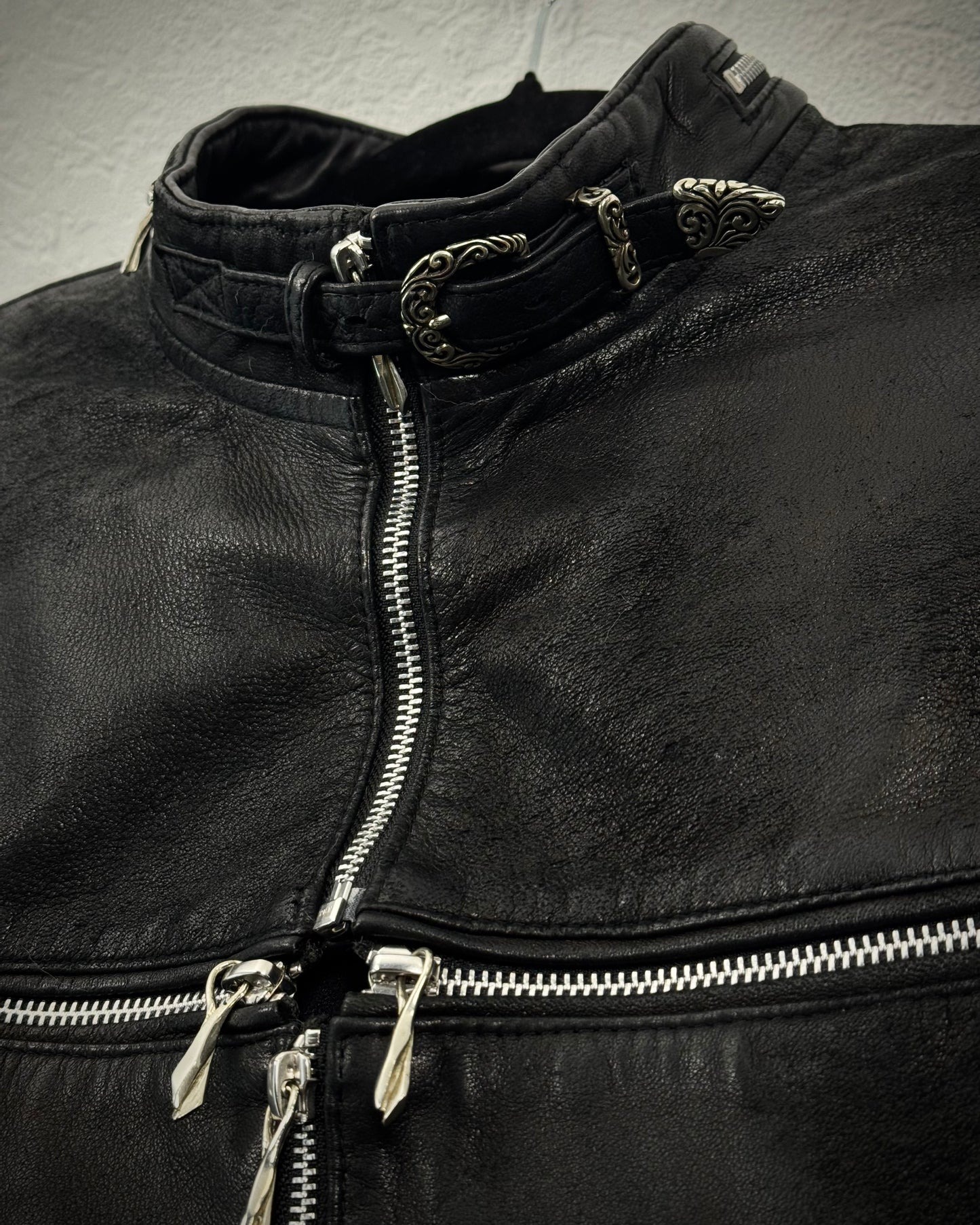 14th Addiction Cross Zip Leather Jacket