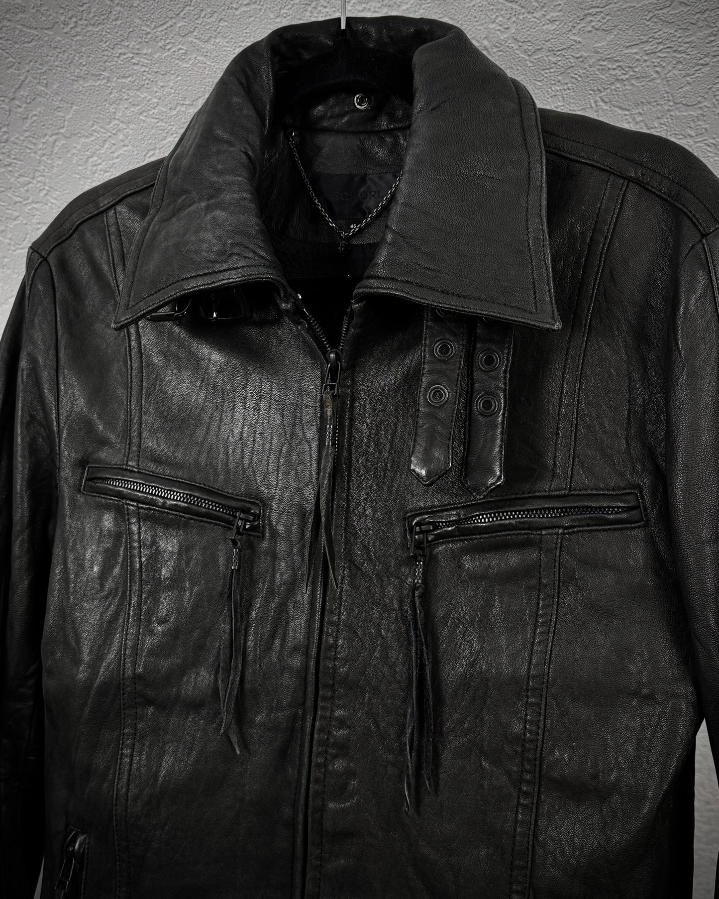 Schorl Textured Leather Tassel Jacket