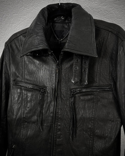 Schorl Textured Leather Tassel Jacket