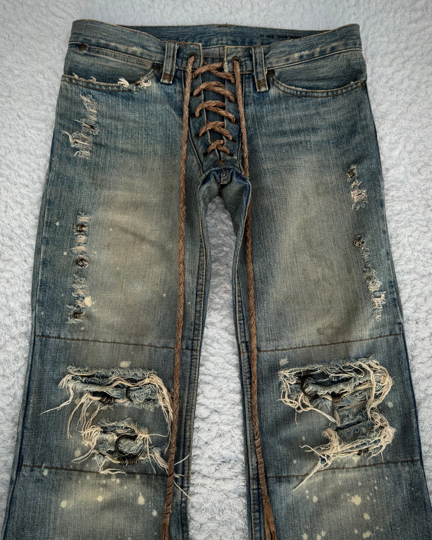 IfSixWasNine Mud Max Pierced Lace Up Bootcut Jeans