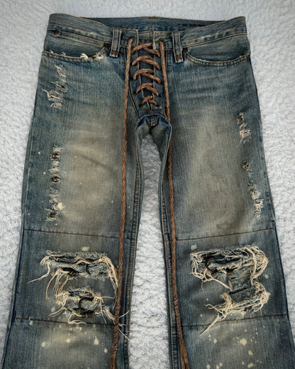 IfSixWasNine Mud Max Pierced Lace Up Bootcut Jeans