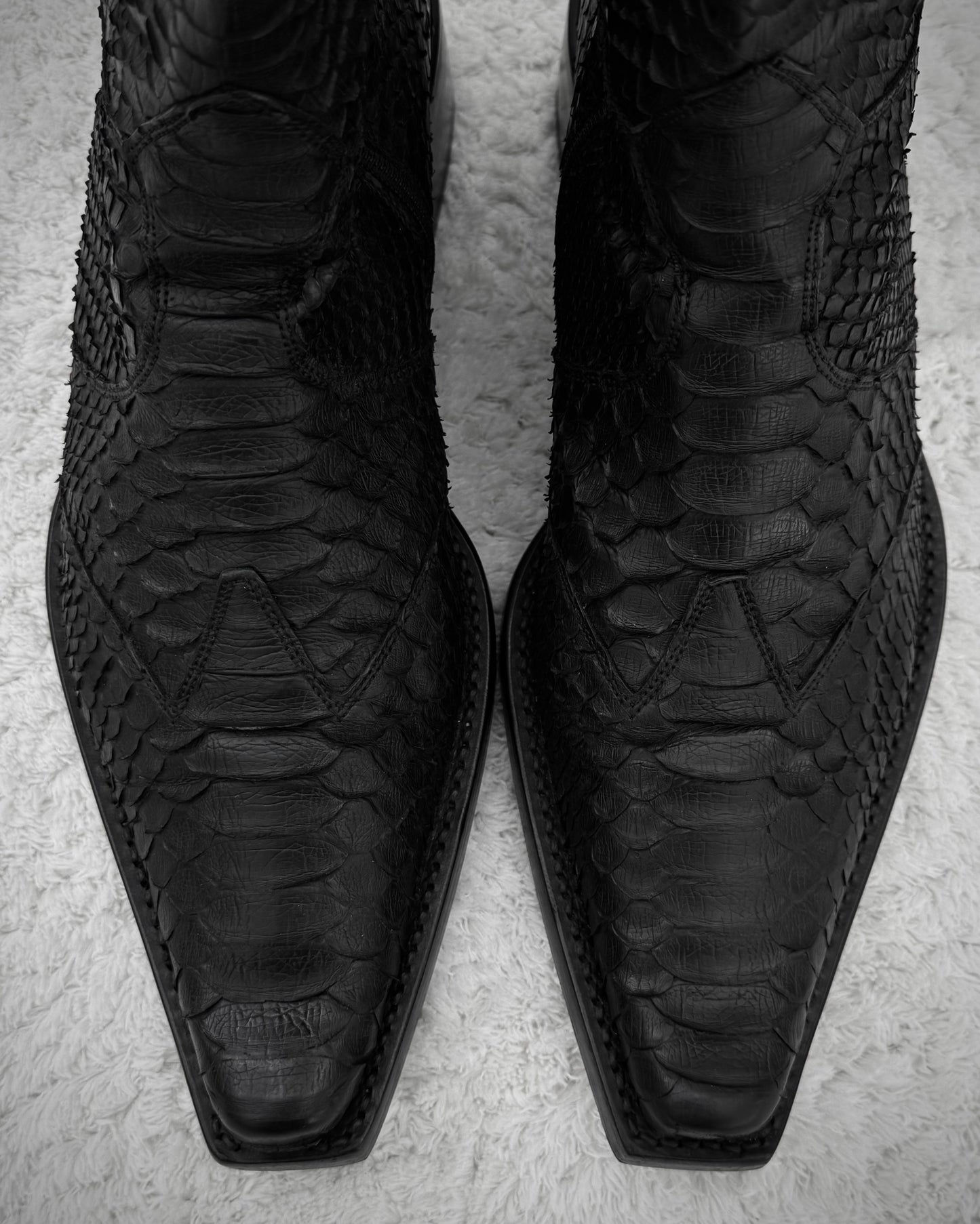 Rewind Pointed Python Leather Boots