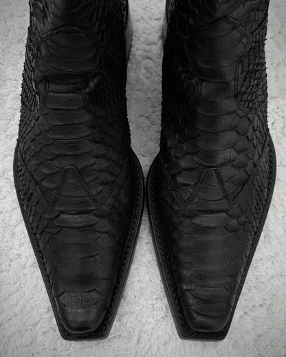 Rewind Pointed Python Leather Boots