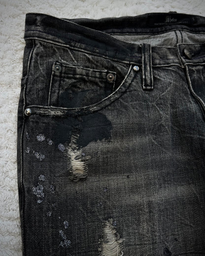 Midas Silver Splatter Coated Distressed Bootcut Denim